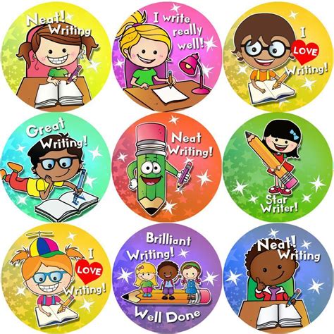 144 Writing Awards 30 mm Reward Stickers for School Teachers, Parents ...