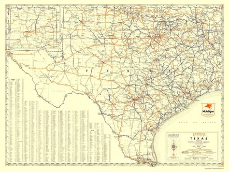 Old Travel Map - Texas Road Map From Magnolia Petro 1933 - Magnolia ...