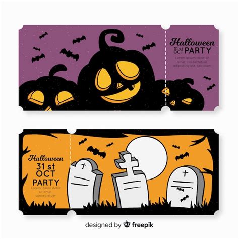 Free Vector | Colorful hand drawn halloween party ticket template