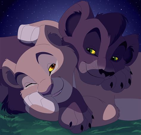 Kovu and Kiara Cuddle by Timitu on DeviantArt