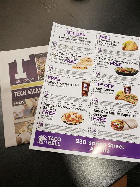 PSA: Taco Bell coupons in the Technique : r/gatech