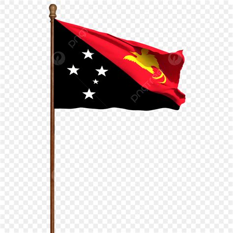 Papua New Guinea Flag With Pole, Papua New Guinea Flag, Papua New ...