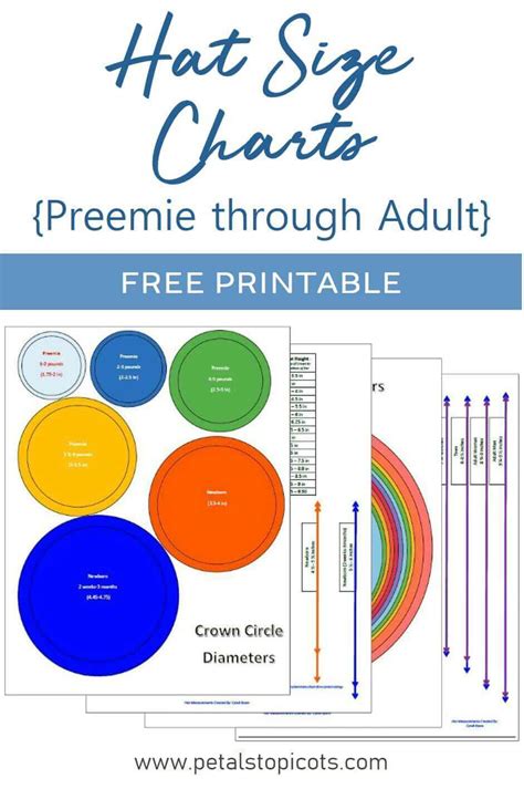 Hat Size Chart for Preemie through Adult {Free Printable} - Petals to ...