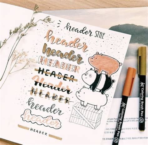 Bullet journal headers. Bullet journal title styles. Planner headers ...