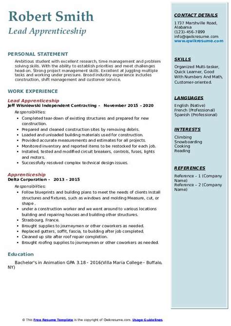 How To Write A Resume For Apprenticeship - Alder Script