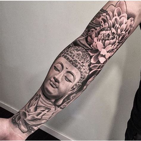 Black and grey buddha tattoo sleeve lotus … #lotus_tattoo_sleeve ...