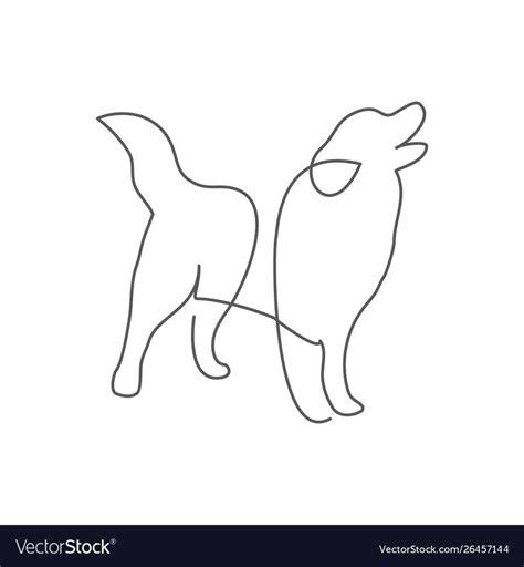 Dog one line drawing on white vector image on VectorStock | Dog line ...