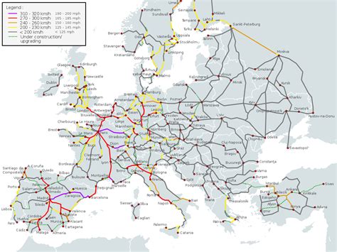 High-Speed Rail Map of Europe and its designated speeds [1280 × 960 ...