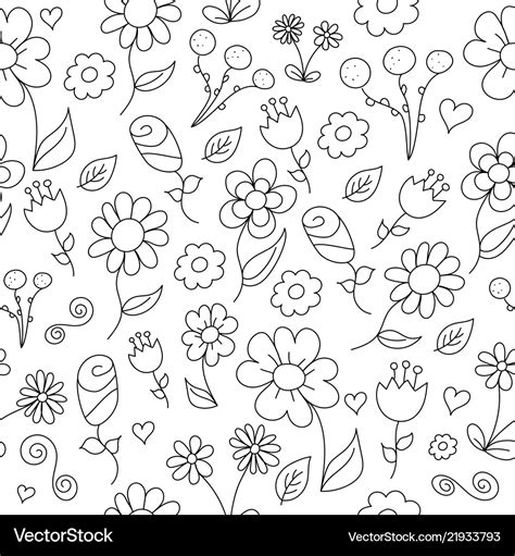 Line Drawing Flower Pattern