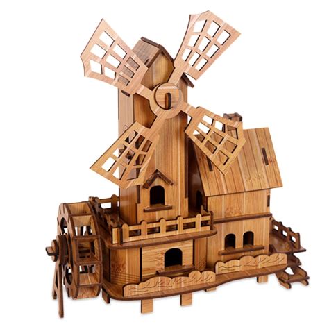 Bamboo 3D Puzzles Handmade Windmill Craft Gift Educational Toys ...