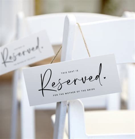 Reserved Sign for Wedding Chairs or Tables Printable - Etsy