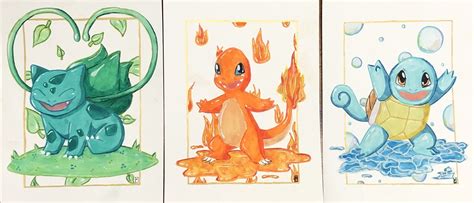 ArtStation - Gen 1 Starters - Pokemon Fan Art