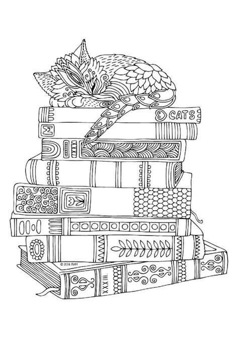 Mandala Cat Sleeping on Books Coloring Page - Download, Print Now!