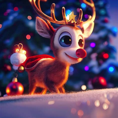 Premium Photo | Cute reindeer in christmas landscape