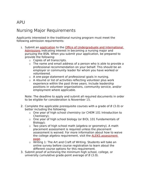 APU Nursing Requirements - APU Nursing Major Requirements Applicants ...