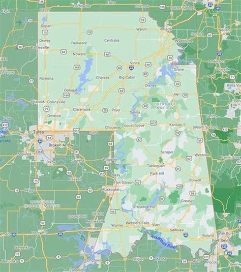 Cherokee Nation reservation boundaries, including Owasso, Collinsville ...