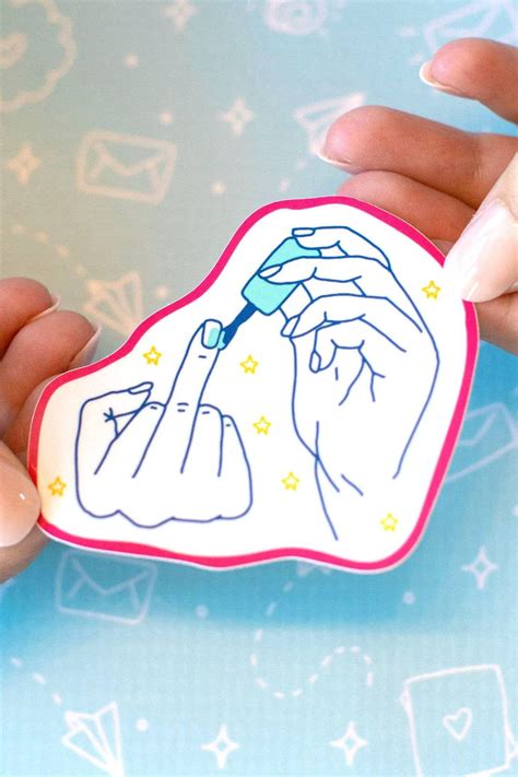 Nail Polish Middle Finger Sticker - 6 single stickers - ShopperBoard