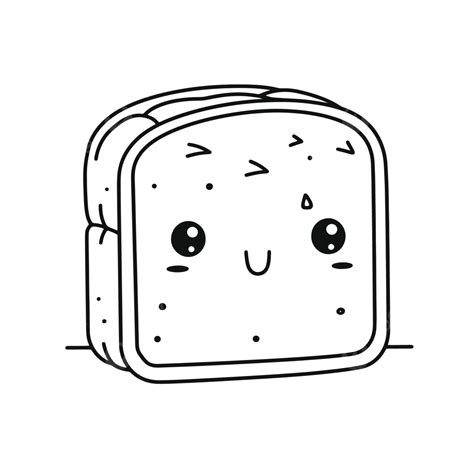 Cute Cartoon Bread Coloring Page Outline Sketch Drawing Vector, Bread ...