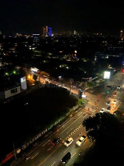 The View of the City of Surabaya at Night is Seen from the 4th Floor of ...