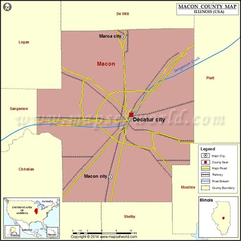 Macon County Map, Illinois