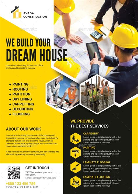 Construction company flyer free psd bundle – Artofit