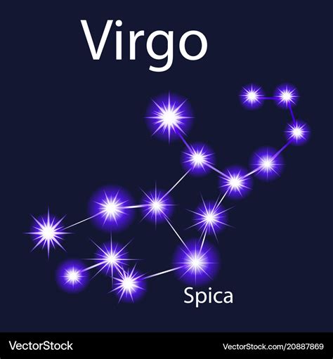 Constellation virgo with stars spica Royalty Free Vector