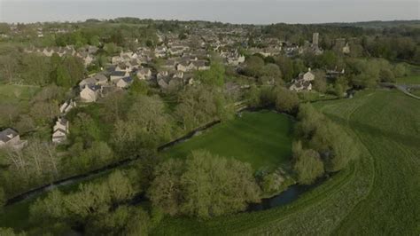 Charlbury Town Aerial View Oxfordshire Spring Season UK, Stock Footage