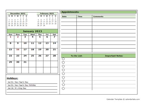 2023 Monthly Appointment Planner - Free Printable Templates