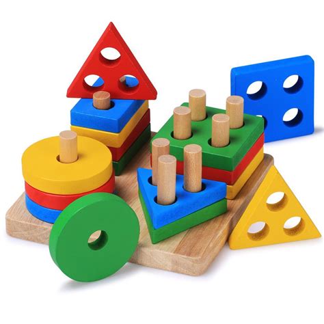 Baby Shape Sorter Developmental Geometric Puzzle Board Blocks Wooden ...