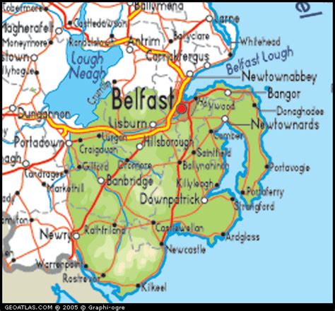 Map of Northern Ireland, County Down