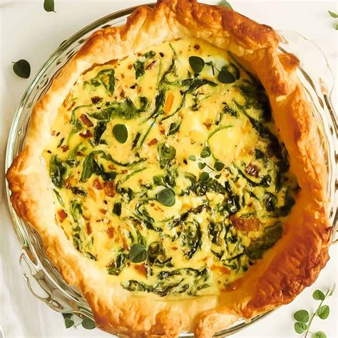 Easy Puff Pastry Quiche Recipe with Spinach and Bacon