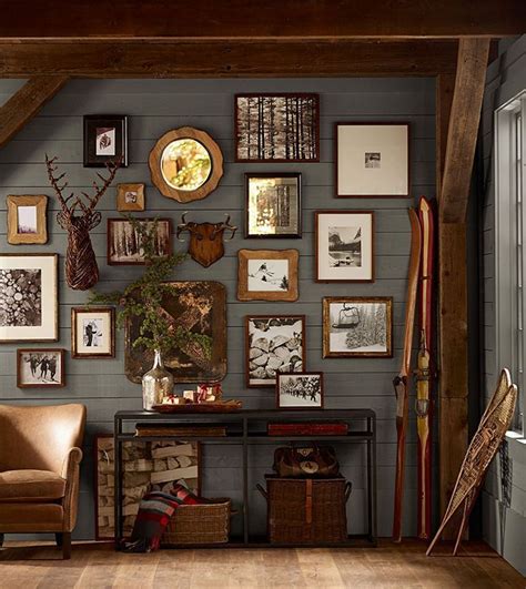 I love this gallery wall! Gray painted background, rustic black and ...