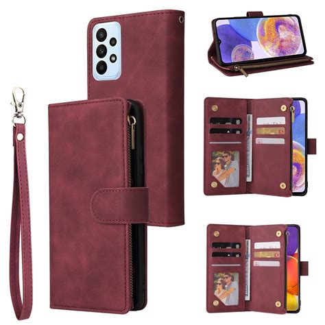 For Samsung Galaxy A23 Multifunctional Frosted Zipper Wallet Leather ...