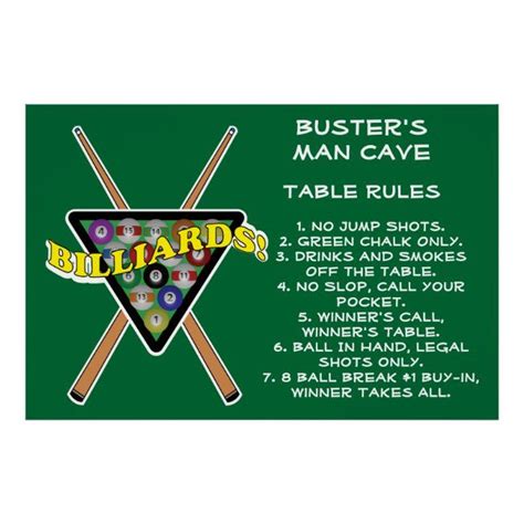 Billiards Rack House Pool Rules Poster | Zazzle.com | Pool rules ...