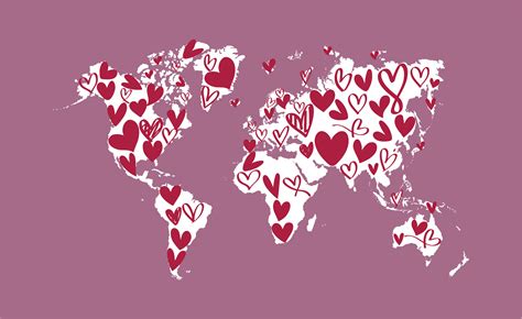 Love heart world map art canvas - TenStickers