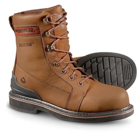 Men's Wolverine® 8" Triad Steel Toe Work Boots, Brown - 211456, Work ...