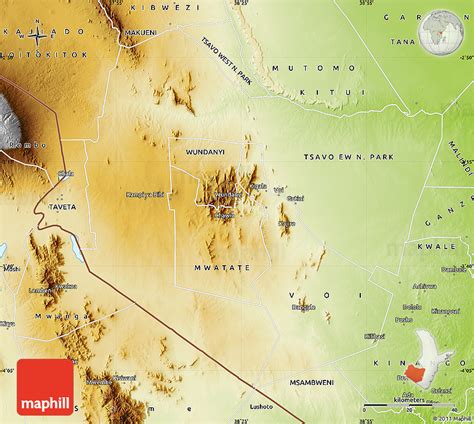 Physical Map of TAITA TAVETA