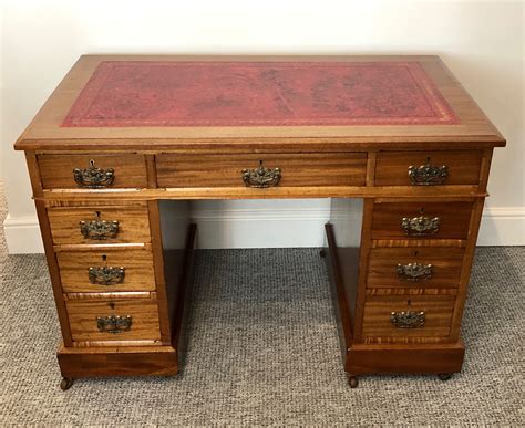 Small Antique Edwardian Pedestal Writing Desk