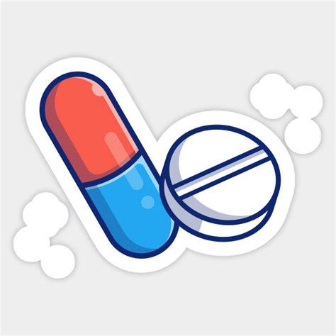 Pill And Tablet Cartoon - Pill - Sticker | TeePublic