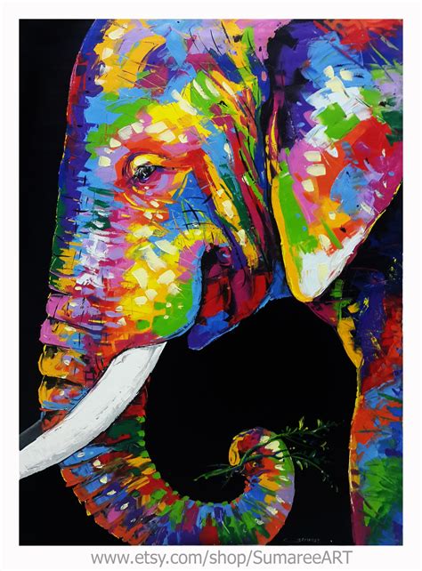 Elephant Painting Oil Canvas