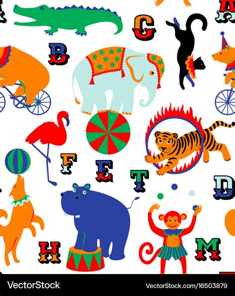 Circus cartoon animals Royalty Free Vector Image