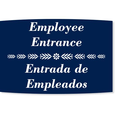 Floral Engraved Plastic Employee Entrance Sign | 6" x 8"