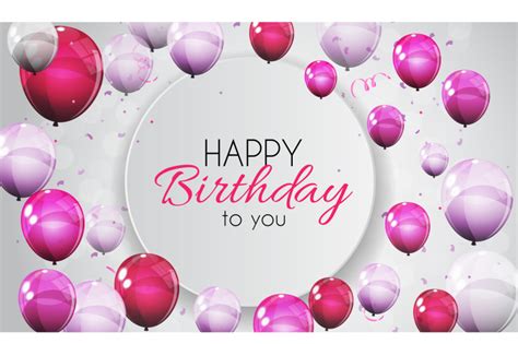 Color Glossy Happy Birthday Balloons Banner Background Vector, Raster ...