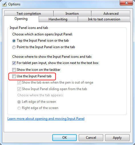 Disable Tablet PC Input Panel in Windows 7