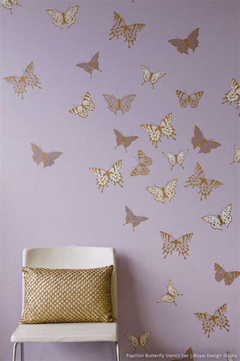 How to Stencil Tutorial: Butterfly Wall Art for Cute Girls Room Decor