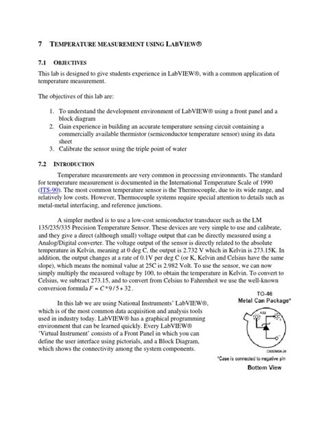 Lab7 Temperature Measurement Using LabVIEW PDF | PDF | Celsius ...