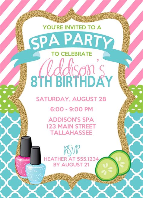 Spa Birthday Invitation Spa Party Invitation Sleepover