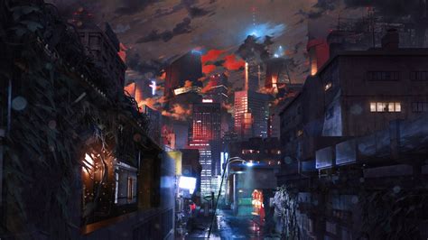 Wallpaper : digital art, city, street, cityscape, night, cyberpunk ...