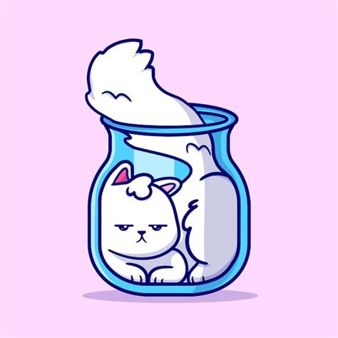 Premium Vector | Cute Cat Stuck In Jar Cartoon Vector Icon Illustration ...