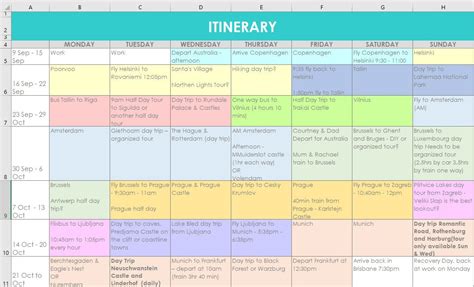 Travel Planning Excel Spreadsheets Itinerary Monthly Organizer - Etsy India